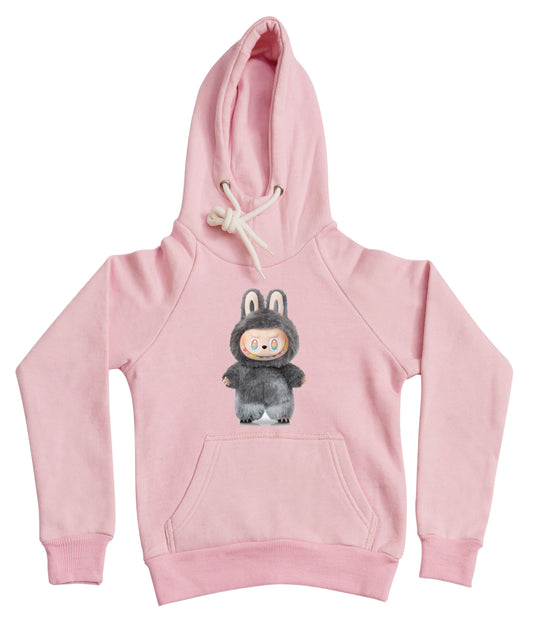 Pink Labubu doll Fleece Hoodie for Kids
