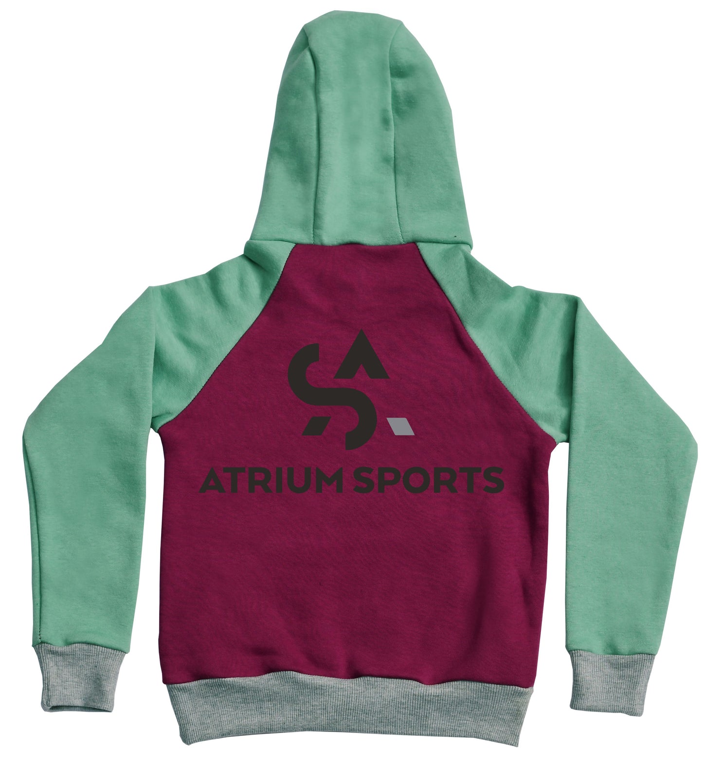MINT/BURGUNDY/Grey Fleece Hood Kids