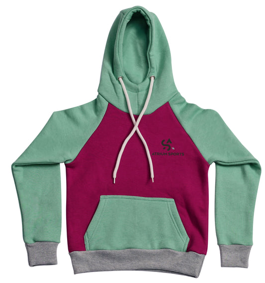 MINT/BURGUNDY/Grey Fleece Hood Kids